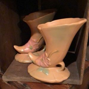 Vintage Weller Pottery Cornucopia pair